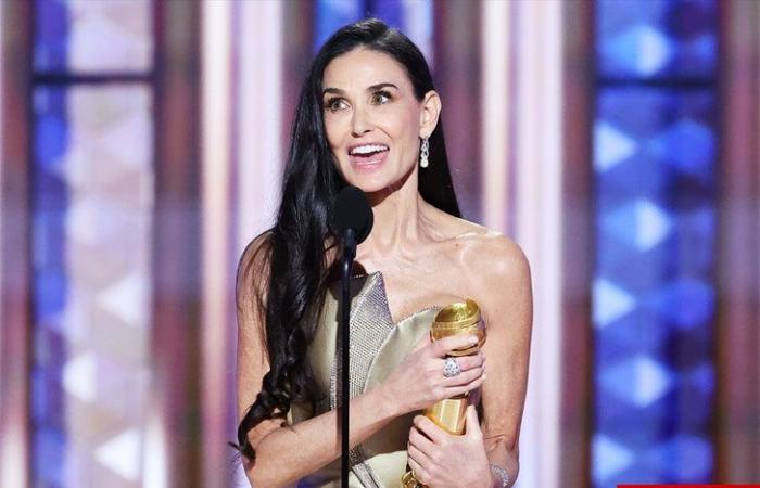 Demi Moore scheint Kylie Jenner zu brüskieren, während sie den Sieg bei den Golden Globes feiert