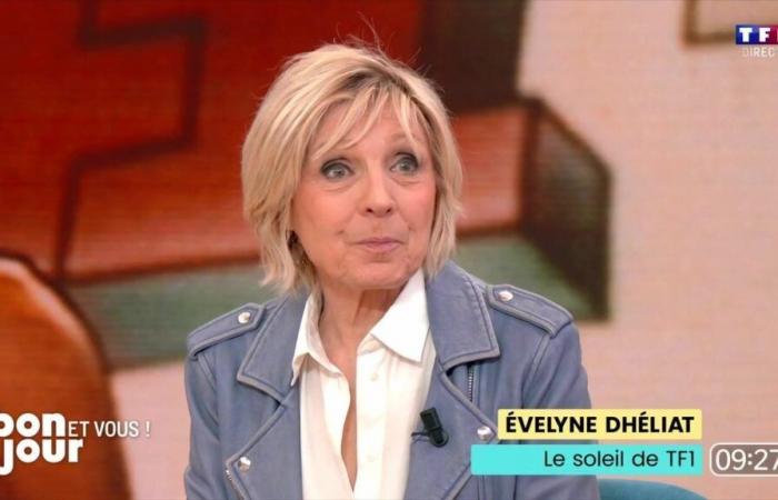 Ein Auszug aus Évelyne Dhéliats erstem Wetterbericht auf TF1, veröffentlicht in Bonjour! Sie reagiert