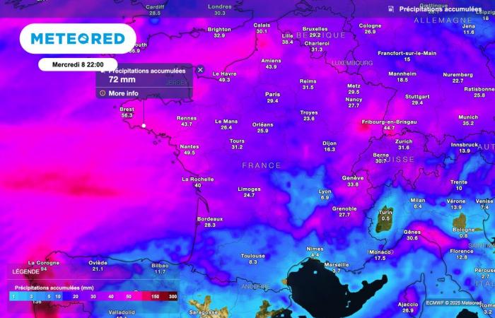 In Frankreich werden im Zusammenhang mit dem Sturm Floriane sehr starke Regenfälle vorhergesagt. Was zeigen unsere Karten?