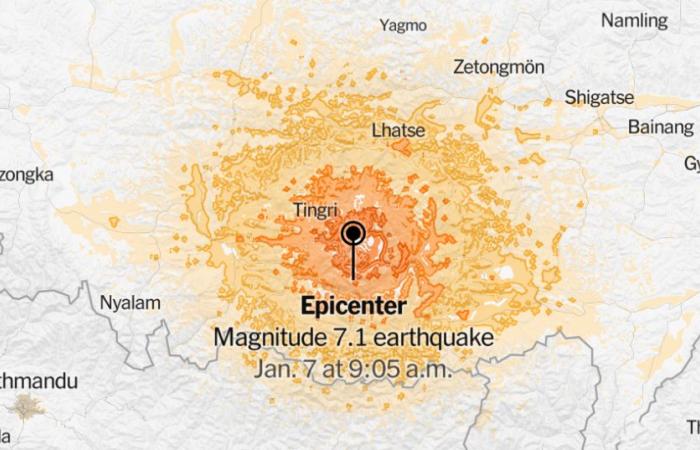 Erdbeben der Stärke 7,1 erschüttert Chinas Region Tibet nahe der Grenze zu Nepal