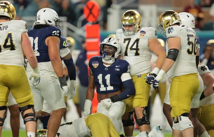 Riley Leonard kehrt nach einer Verletzung zurück und führt Notre Dame beim Sieg der CFP gegen Penn State zum nationalen Meisterschaftsspiel