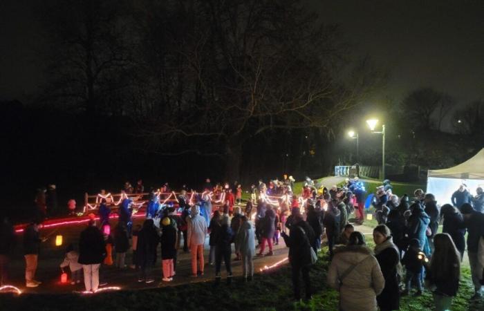 eine Auslösung von Laternen auf der Steïr in Quimper