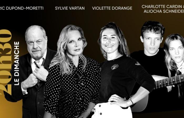 „20:30 Uhr am Sonntag“. Mit Eric Dupond-Moretti, Sylvie Vartan, Violette Dorange, Charlotte Cardin und Aliocha Schneider