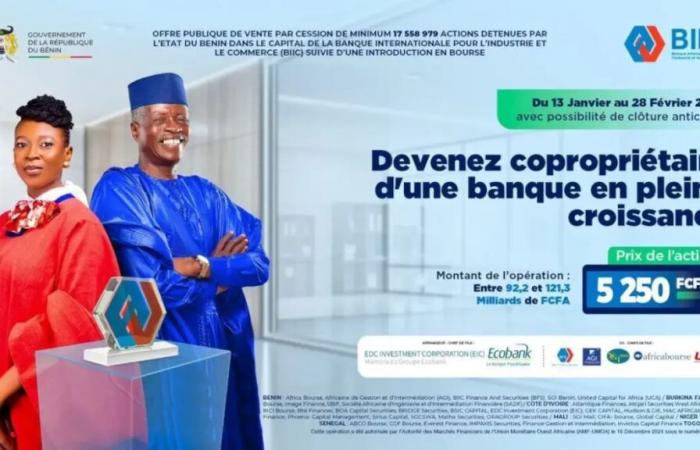 Der Staat Benin verkauft seine 17.558.979 Anteile am Kapital der BIIC-Bank