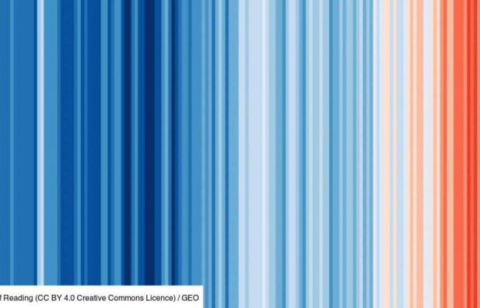 Ein neues „Erwärmungsband“, das den im Jahr 2024 erreichten Temperaturrekord widerspiegelt