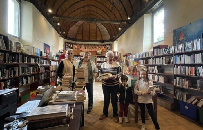 In dieser lustigen Bibliothek befinden sich die Kinderbücher in der „Krypta“ einer Kapelle