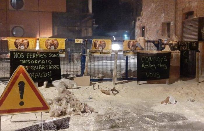 diese auffällige Aktion von Landwirten in Toulouse