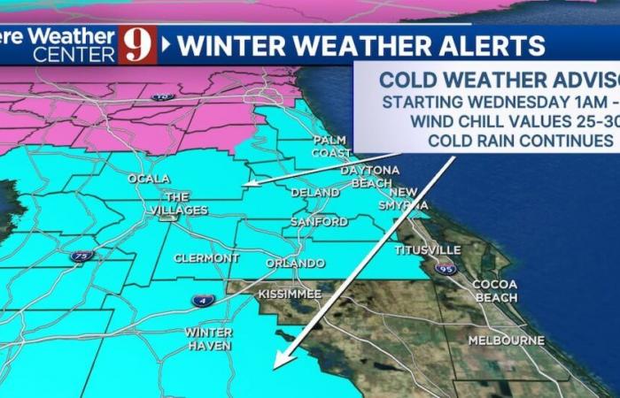 Am frühen Morgen wird in ganz Zentralflorida gefrierender Regen und kalter Regen erwartet – WFTV