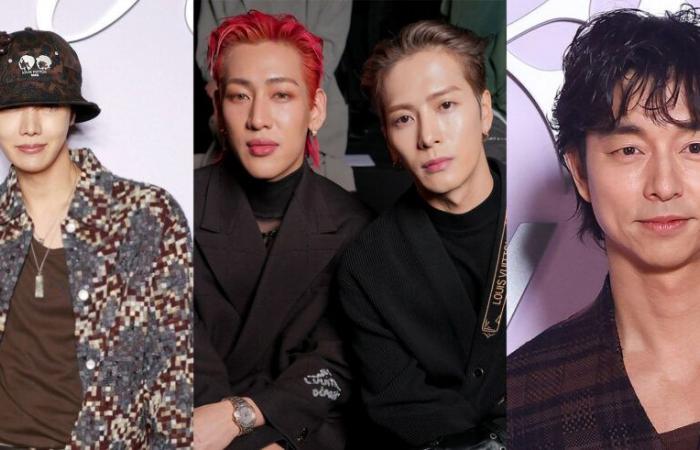 j-hope (BTS), BAMBAM und Jackson (GOT7) und Gong Yoo bei der Louis Vuitton Show auf der Paris Fashion Week – K-GEN