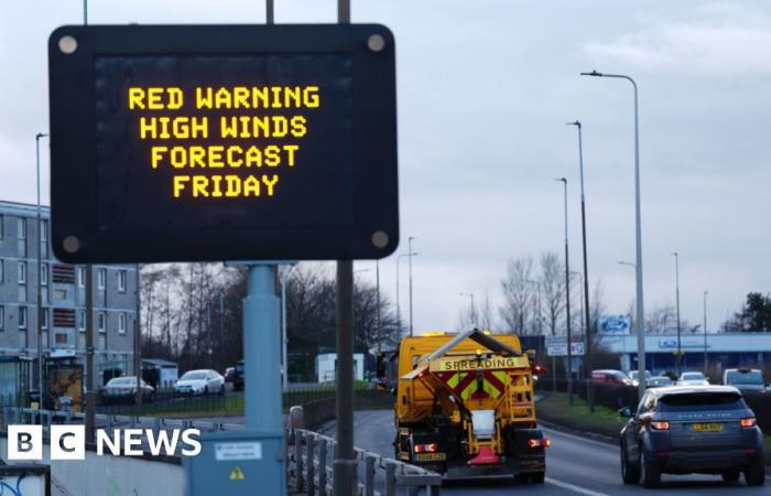 Gefahr für das Leben während der roten Windwarnung, als Storm éowyn sich Schottland nähert