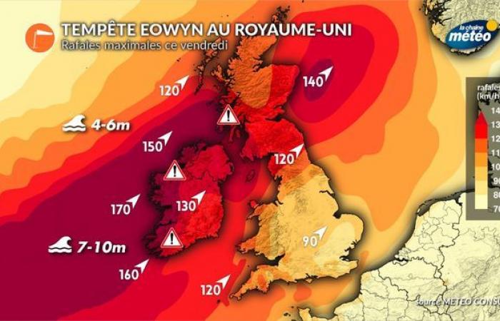 Storm éowyn: Eine Wetterbombe trifft diesen Freitag die britischen Inseln