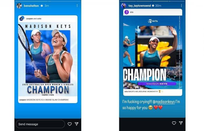 Ben Shelton, Carlos Alcaraz, Jessica Pegula & Tennis -Welt reagieren auf den bemerkenswerten Australian Open Titelsieg von Madison Keys