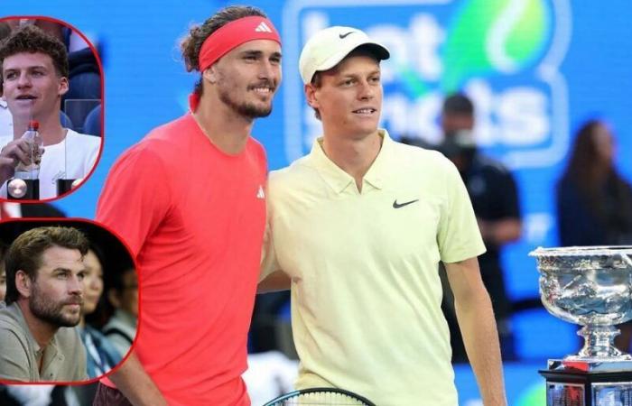 Schauspieler Liam Hemsworth, Olympia-Superstar Leon Marchand und andere Prominente anwesend beim Finale der Australian Open zwischen Jannik Sinner und Alexander Zverev