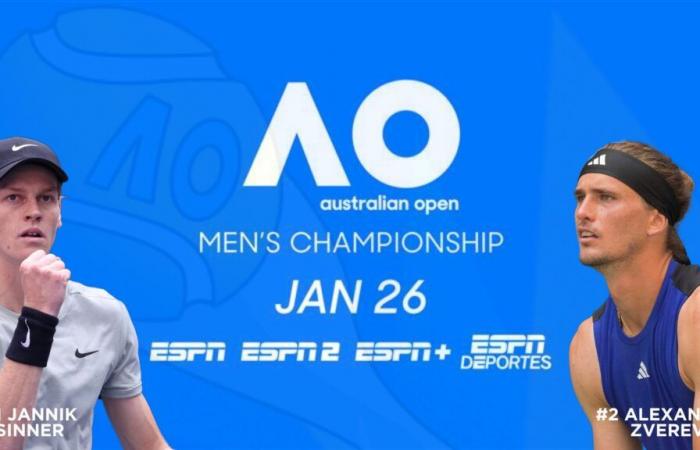 Australian Open 2025 Männermeisterschaft Live Sonntag, 26. Januar um 3:30 Uhr ET auf ESPN, ESPN Deportes und ESPN+