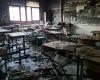 Bilder aus dem Inneren der Meyzieu-Schule, die durch Brandstiftung zerstört wurde