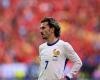 Frankreich-Belgien (1:0): Antoine Griezmann, immer noch kopfüber