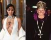 Kim Kardashian trägt den Anhänger von Prinzessin Diana bei der LACMA Art+Film Gala