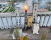 Heftiges Feuer in Sonnenblumensilos in Beaune, das Gebäude droht einzustürzen