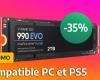 SSD-Aktion: PC- und PS5-kompatibel, die Samsung 990 Evo 2 TB ist mit einem Rabatt von 35 % auf den Preis erhältlich!