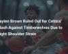 Jaylen Brown fällt wegen einer Verstauchung der rechten Schulter im Spiel der Celtics gegen die Timberwolves aus